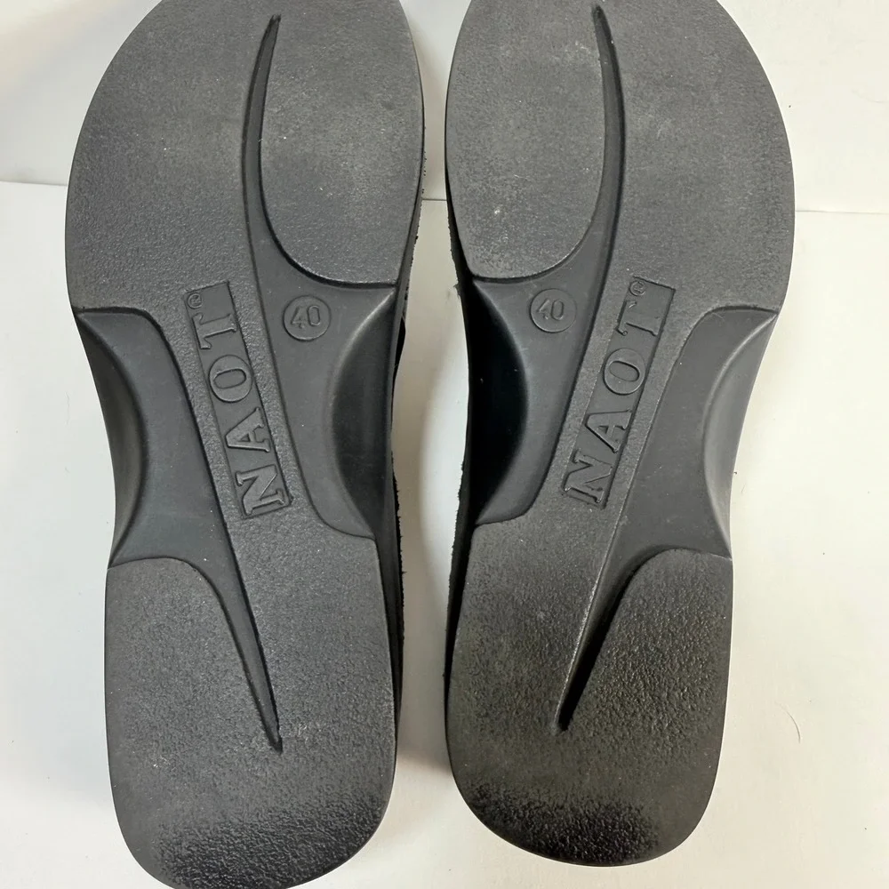 Naot Black Leather Wedge Slide Sandals Comfort Shoes Womens EU 40 US 9-9.5